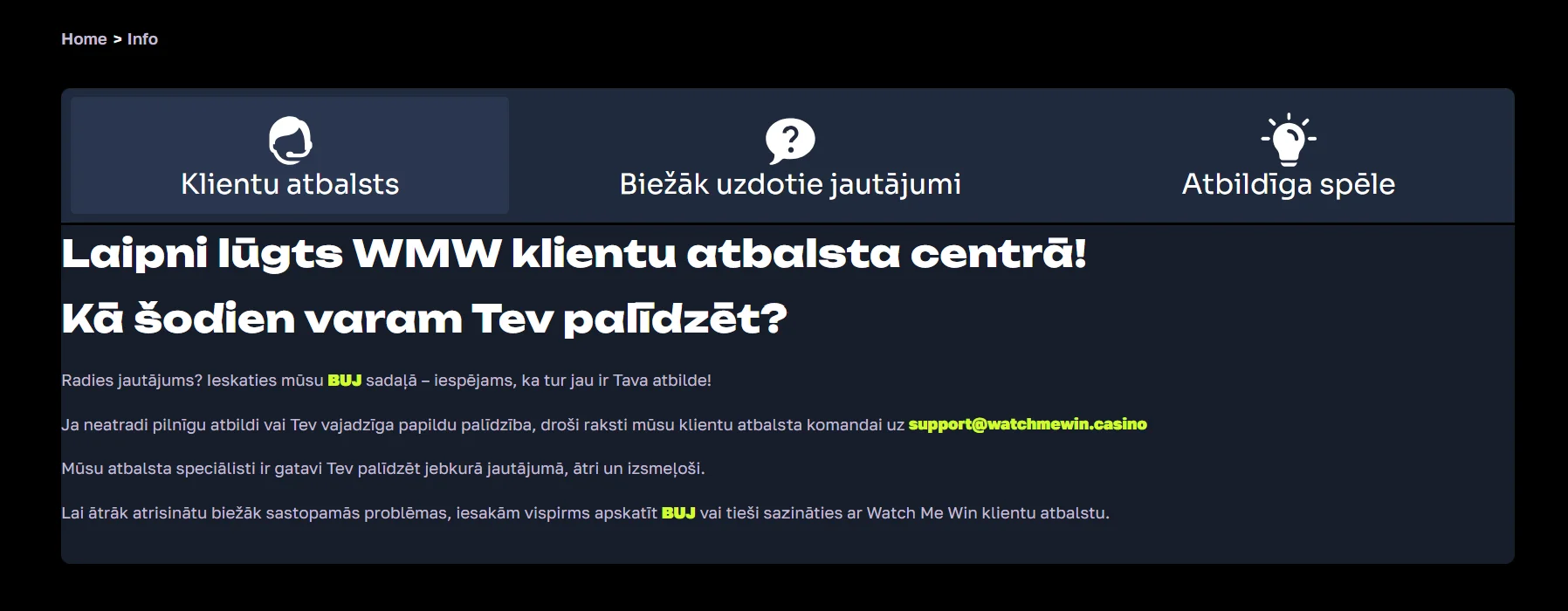 watchmewin klientu atbalsts