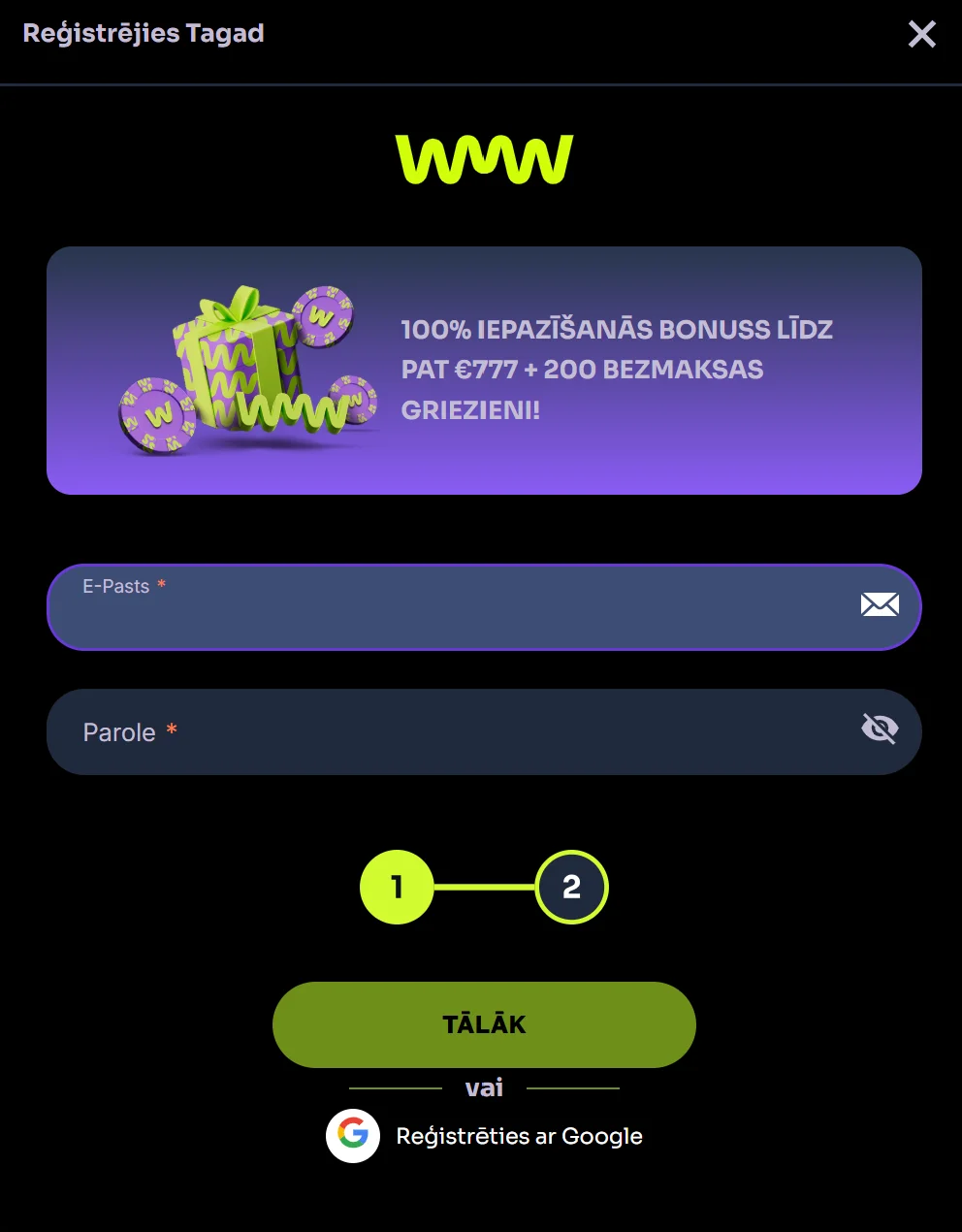 watchmewin registracija